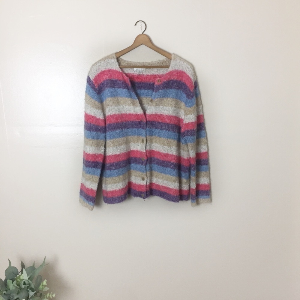 [Christopher & Banks]  XL Striped Mohair Cardigan